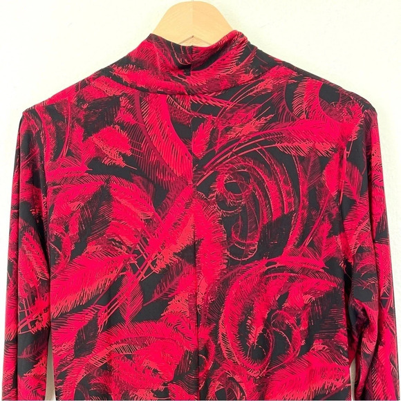 Norma Kamali Long Sleeve Side Drape Dress Soft Stretchy Knit Red Black Size XXL - Picture 14 of 15